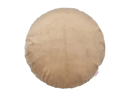 beties Samt&Sonders-Serie, Kissenhülle ca. Ø 40 cm in braun-beige mit dekorativer Jeansnaht, aus deutschem Unternehmen in hochwertiger Qualität
