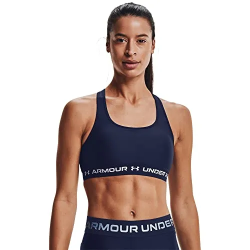 Under Armour Damen UA Crossback Mid Bra Shirt - Sportunterwäsche für Damen – Mittlere Belastung mit stylischem Design und überkreuzten Trägern, ideal für aktive Frauen. Aus schnelltrocknendem HeatGear-Material für optimalen Komfort beim Sport.