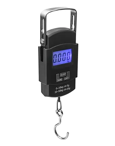 QWORK® Tragbare Gepäckwaage 50 Kg, Digitale Gepäckwaage, Kofferwaage, Perfekt Zum Messen Von Fisch, Gepäck, Batterien Nicht Im Lieferumfang Enthalten