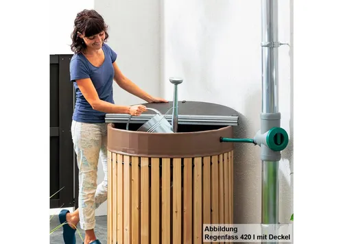 Beckmann Regentonnendeckel Größe 5 für 800 l Regenfass - Hochwertiger Regentonnendeckel aus Aluminium und Holz, ideal für den Einsatz im Freien, schützt Ihr Regenfass und sorgt für eine lange Lebensdauer.