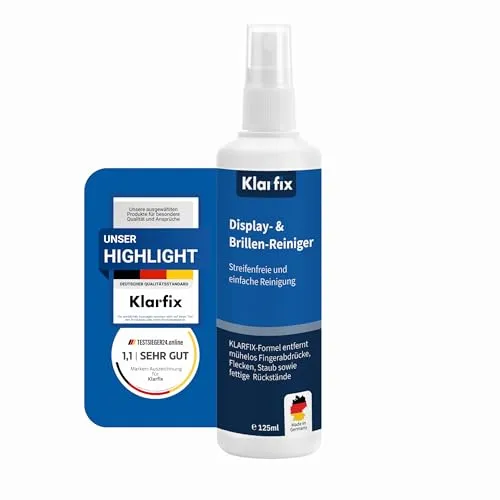 Display Reiniger & Brillenreiniger 125 ml – screen cleaner & bildschirm reiniger für Smartphone, Laptop, Monitor & TV | Brillenputzspray für unterwegs | streifenfrei & sicher für alle Displays