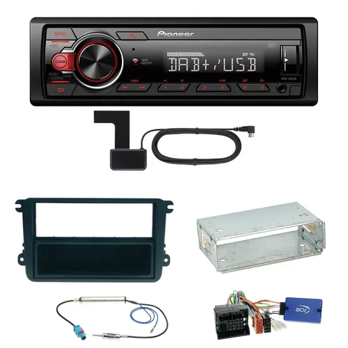 Pioneer MVH-130DAB Digitalradio USB Einbauset für Golf 5 6 Passat 3C CC B7 Toura
