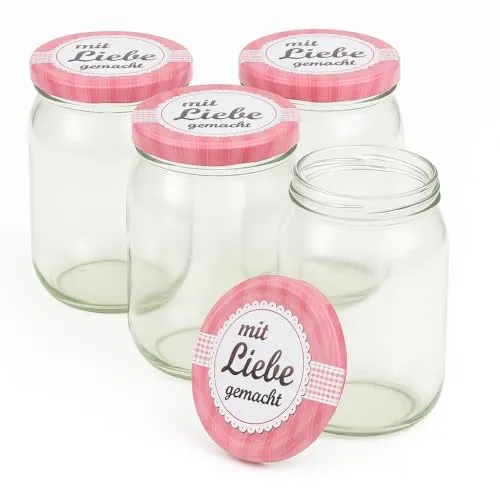 Blumixx Einmachgläser mit Schraubdeckel 24er Pack Einmachglas mit Deckel Mit Liebe gemacht - 900ml Fassungsvermögen - Ideal für Erntezeit, Konservierung & stilvolle Aufbewahrung