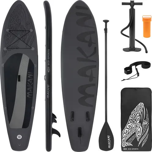 ECD Germany Aufblasbares Stand Up Paddle Board Makani 320x80x15 cm - Aufblasbares SUP Board, ideal für Abenteuer und Entspannung auf dem Wasser, mit rutschfester Oberfläche und komplettem Zubehör für alle Altersgruppen.
