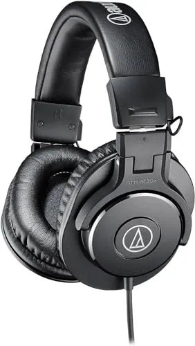 Audio-Technica M30x Professioneller Monitorkopfhörer Schwarz - Kopfhörer mit exzellenter Schallisolation und präziser Detailwiedergabe, ideal für Profis und Musikliebhaber. Faltbares Design für einfachen Transport.