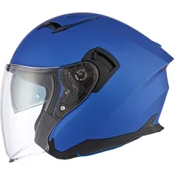 Apex JI200 Solid Jethelm - Matt-Blau - S - Motorradhelm mit ECE-Zulassung, leichtes ABS-Material und versenkbarem Sonnenvisier für optimalen Komfort und Sicherheit auf der Straße.