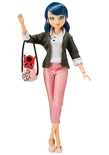 Miraculous: Tales of Ladybug and Cat Noir 50005 - Minipuppenzubehör, super poseable Marinette Fashion Doll mit 13 Artikulationspunkten für actionreiche Posen und kompatibel mit dem Miraculous 2-in-1 Balkon Schlafzimmer Spielset.