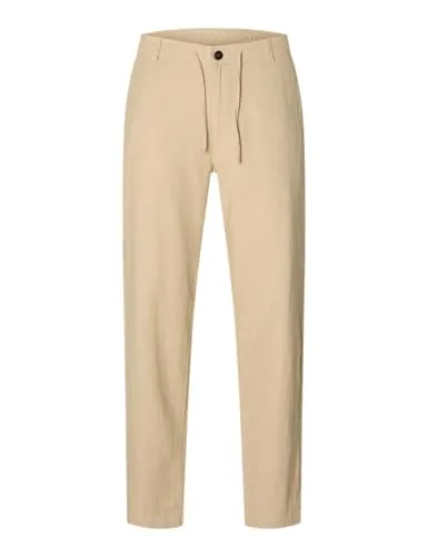 SELETED HOMME SLH172-SLIMTAPE Brody Linen Pant NOOS - Wanderhose für Herren, aus leichtem Leinen gefertigt, ideal für warme Tage und entspannte Outdoor-Aktivitäten.