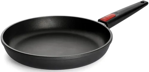WOLL Bratpfanne Nowo Titanium, Ø 28 cm - Hochwertige Aluminiumguss-Pfanne, hitzebeständig bis 250°C, ideal für Elektro- und Gasherde, spülmaschinengeeignet und mit abnehmbaren Griffen.