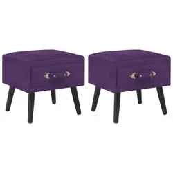 vidaXL Nachttische 2er Set Dunkelviolett aus Samt von vidaXL