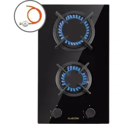 Klarstein Gas-Kochfeld Goldflame CP11-Goldflame-D - Kochfelder: Effizientes Einbau Gas Kochfeld mit 2 Platten, elektrischer Zündung und Flammenausfall-Schutz für sicheres Kochen.