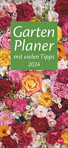 Gartenplaner 2024. Wandplaner mit 12 wunderschönen Naturfotos. Farbenprächtiger Foto-Kalender zum Eintragen. Praktischer Terminkalender für die Wand. 16 x 34,7 cm.