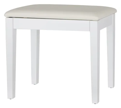 Classic Cantabile Pianobank Modell S Weiß Matt - Zubehör für Tasteninstrumente, stabiler Klavierhocker mit Kunstleder-Sitzfläche und praktischem Ablagefach für Noten oder Zubehör.