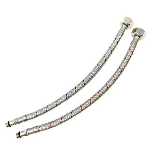Xcel Home 2x M12 x 1/2 BSP (300mm) 304 Edelstahl Wasserhahnanschlüsse | Geflochtene Flexi Rohre | Ersatz für Küche Spüle & Bad Waschbecken Monobloc Armatur/Boiler | Lange flexible Schläuche