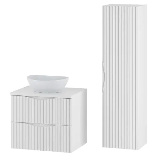Lomadox Badmöbel-Set 2-teilig mit 60 cm Waschtisch in Weiß