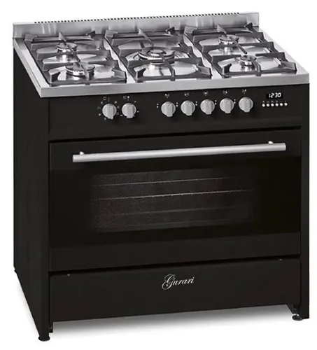 GURARI Gas-Standherd GCH E 911 BL - 90 cm Gas Elektro Standherd mit 121L Backofenvolumen und 5 Kochzonen, inklusive WOK Adapter für vielseitiges Kochen in der modernen Küche.