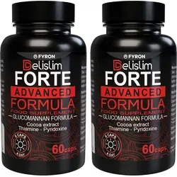 Delislim Forte - 120 Kapseln (2 x 60 Kapseln) - Nahrungsergänzungsmittel mit Glucomannan für ein starkes Sättigungsgefühl. Enthält wertvolle Vitamine B1 & B6 für Energie und Immunfunktion. 100% Zufriedenheit oder Geld zurück!