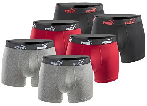 PUMA Boxershort 6er Pack Herren Basic Black Limited Edition - New Black Red- Gr.S