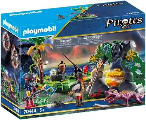 PLAYMOBIL Pirates 70414 - Versteck Der Piratenschätze - Wikinger Spielset mit geheimem Piratenschatzversteck, fördert kreatives Spielen und Abenteuerlust bei Kindern.