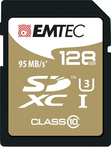EMTEC Speedin SDXC Class 10 U3 128 GB - 128 GB Flash-Speicherkarte mit hoher Übertragungsgeschwindigkeit, ideal für Fotos und Videos in bester Qualität.