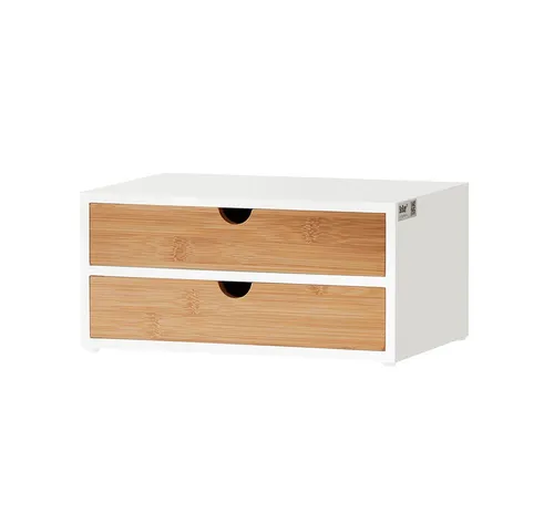 SoBuy® FRG180-WN Kaffeekapsel Box - Schubladenbox aus MDF und Bambus mit 2 Schubladen, rutschfesten Gummifüßen und elegantem Design – ideal zur Aufbewahrung von Kaffeekapseln oder Teebeuteln und Platzsparend für Ihre Küche.
