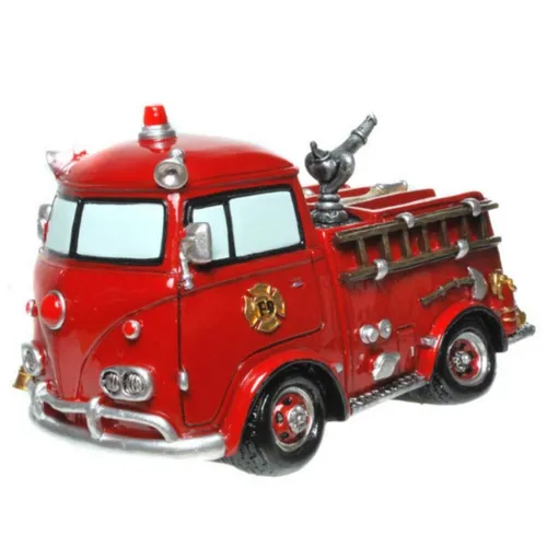 Kremers Schatzkiste Sparschwein Feuerwehrauto 19 cm - Originelle Spardose für Feuerwehrfans: Handbemalt, mit praktischem Schraubverschluss und hochwertigem Polyresin für lange Lebensdauer. Perfekt als Geschenk!