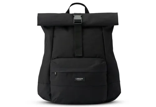 LARKSON Rolltop Rucksack ALVA - Schwarz - Tagesrucksack aus recycelten PET-Flaschen mit atmungsaktiver Mesh Polsterung und erweiterbarem Volumen. Ideal für Uni, Business und Freizeit, inklusive gepolstertem Laptopfach.