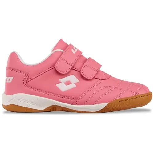 Lotto Pacer T Unisex Kids Sneaker, FR.PINK/White, 40 EU - Sneaker für Kinder mit Klettverschlüssen für schnelles An- und Ausziehen, ideal für Hallensportarten und Freizeit, in kinderfußgerechter Passform.