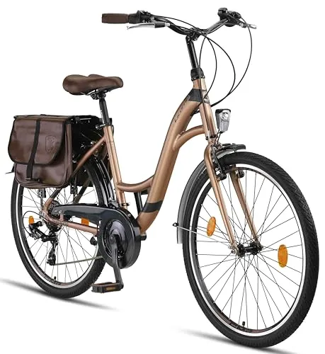 Licorne Bike Stella Plus Premium City Bike 26 Zoll - Vielseitig für Damen und Herren - Fahrrad mit 21 Gang-Schaltung, ideal für Alltag und Ausflüge. Robuster Alurahmen, 85% vormontiert und inklusive Werkzeug für schnelle Anbringung.
