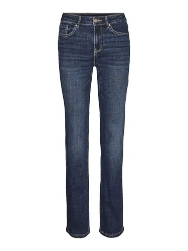 Vero Moda VMFLASH MR Straight Jeans - Modische gerade Jeans in Dark Blue Denim - Jeans in Größe M (38), elastisch und pflegeleicht, ideal für jeden Anlass mit modischem Schnitt und klassischer Waschung.
