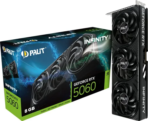 Palit GeForce RTX 5060 8GB Infinity 3 - Hochleistungs-Grafikkarte - Grafikkarte mit 8 GB GDDR7, ideal für Gaming und kreative Anwendungen, bietet beeindruckende Leistung und Unterstützung für moderne Displays.