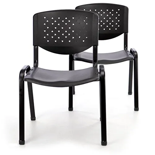 Nexos Trading Bürostuhl 2er Set Konferenzstuhl Besucherstuhl schwarz LxBxH 48 x 54 x 79 cm Stapelstuhl Metallrahmen stabil Sitzfläche Kunststoff