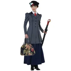 Metamorph Kostüm Englische Nanny Kostüm, Streng erscheinendes Kotüm für magische Kindermädchen blau XL-XXL