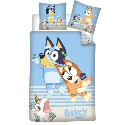 Aymax Bettwäsche Bluey Einhorn 140 x 200 cm - Bettwaren-Set für Kinder, 100 % Baumwolle, schadstoffgeprüft nach Oeko-Tex, ideal für Stitch-Fans und maschinenwaschbar.