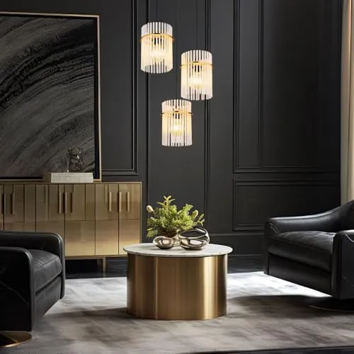 Elegante 3-flammige LED Pendellampe für Esstisch und Wohnzimmer - Lampen: Stilvolle Hängeleuchte aus Metall und Glas mit warmweißem Licht, ideal für gemütliche Akzente über Esstisch oder Couch.