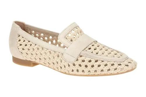 Paul Green Damen Slipper & Mokassin 1209-019 in Weiß, Größe 38,5 - Hochwertige Loafer aus geschmeidigem Leder mit weicher Fersenkappe. Leichte, flexible Laufsohle und geflochtene Textil-Oberfläche für einen lässigen Sommerlook. Ideal für den täglichen Einsatz.