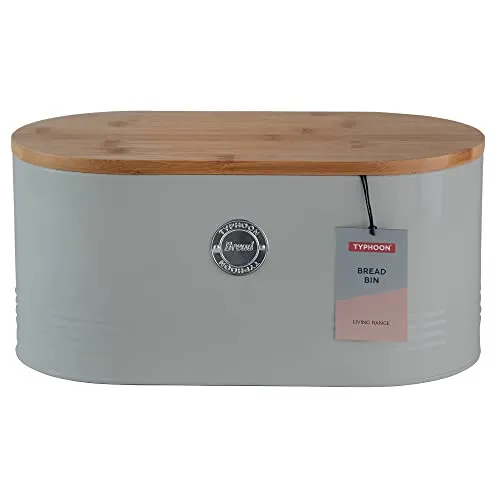 Typhoon Living Brotkasten, pastellgrau, 7,5 Liter - Brotkästen in elegantem Design für die sichere Aufbewahrung von Brot und Gebäck. Der pulverbeschichtete Stahlbehälter mit luftdichtem Deckel sorgt für Frische und Stil in Ihrer Küche.