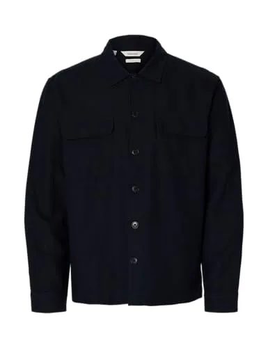 Selected Langarmhemd SLH-Leroy Sun – Nachtblau - Stylisches Langarmhemd aus 76% Leinen, ideal für warme Tage. Pflegeleicht und mit Kentkragen, perfekt für jeden Anlass.