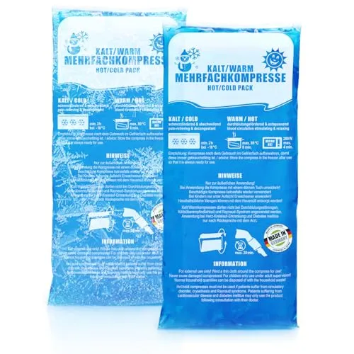Robin Goods® 2x Mehrfach-Kompresse 29 x 12 cm - Wiederverwendbare Warm- & Kaltkompressen - Ideal als Kühlpad & Wärmekissen, Mikrowellengeeignet - Für Erste-Hilfe, Sportverletzungen & Schmerzlinderung