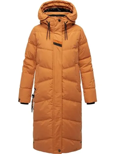 Navahoo Damen Wintermantel Kuschelmausi Rusty Cinnamon Gr. M - Funktionsjacken – Eleganter, warmer Steppmantel mit wasserabweisendem Material und kuscheligem Fleece-Innenfutter, ideal für frostige Tage.
