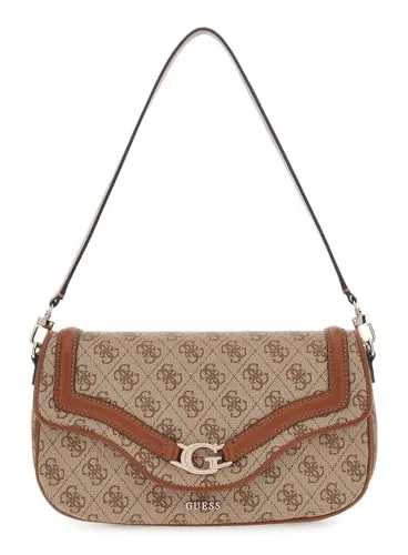 GUESS Schultertasche Dea Flap Shoulder Bag Latte Logo beige