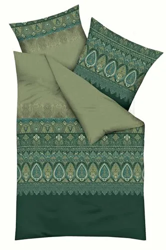 Kaeppel Bettwäsche Opulence, Mako-Satin, Paisleymuster grün - 2-teilige Bettwäsche aus hochwertigem Mako-Satin mit elegantem Paisleymuster in grün, ideal für einen stilvollen Schlafbereich. Pflegeleicht und OEKO-TEX® zertifiziert.