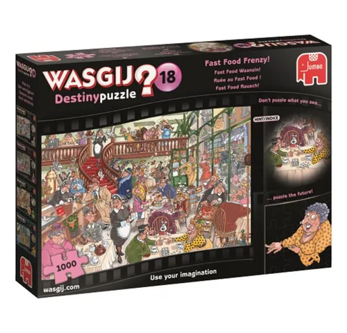 Jumbo Wasgij Destiny 18 Fast Food Rausch 1000 Teile Puzzle - Puzzle für Erwachsene, entführen Sie in die Welt der Gastronomie und erleben Sie nostalgische Momente mit einem einzigartigen Blick auf Fast Food Restaurants!