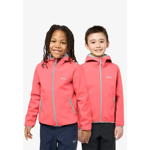Jack Wolfskin FOURWINDS JACKET KIDS - Kinder Softshelljacke, Gr. 116, orange - Funktionsjacken für Kinder, winddicht und atmungsaktiv, ideal für Outdoor-Aktivitäten und Trekking-Touren.