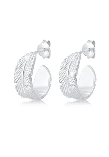 Elli Paar Creolen Creolen Hänger Feder Festival Trend 925er Silber, Boho