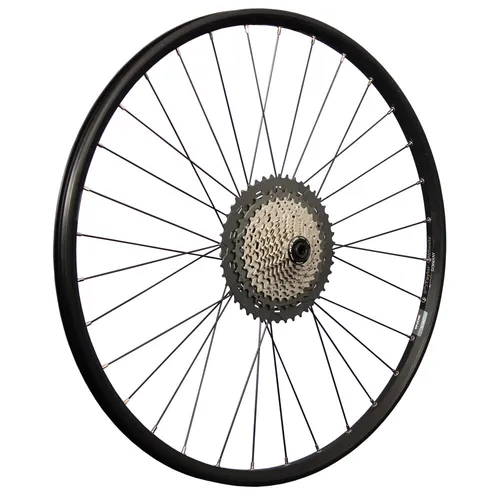 27,5 Zoll Laufrad Hinterrad mit Shimano Disc und XT Kassette - Laufrad für vielseitige Fahrradtypen mit robustem Aluminiumrahmen und langlebiger XT Kassette, ideal für sportliche Fahrten und Trails.
