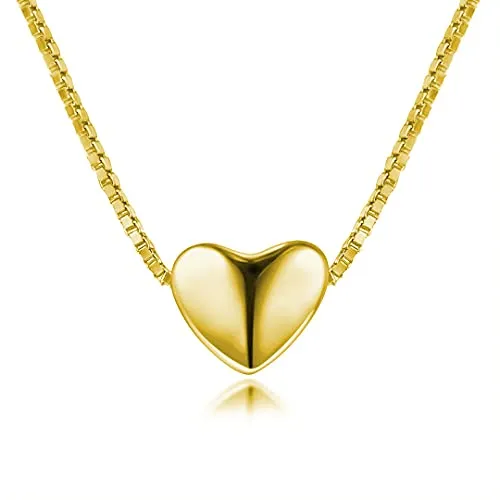 Lisandra Scott Damen Kette 925 Sterlingsilber mit Herzform Anhänger 18K Vergoldet | Halskette mit Herz Filigran in Silber, Rosegold und Gold für Frauen, Mädchen Damenhalskette Herzanhänger (Gold)