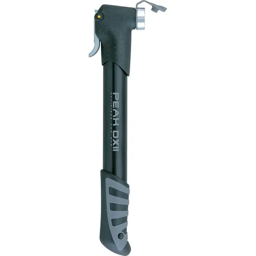 Topeak Minipumpe Peak DX II - Kompakte Doppelhubpumpe - Luftpumpen mit Smarthead für Presta- und Schrader-Ventile, inkl. Halter und präzisem Stabmanometer, ideal für unterwegs.