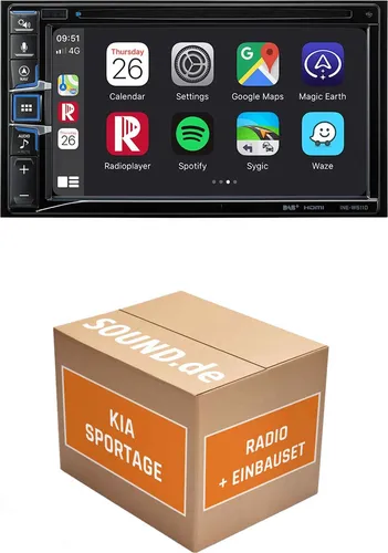 Alpine INE-W611D Autoradio Einbaupaket für KIA Sportage 3