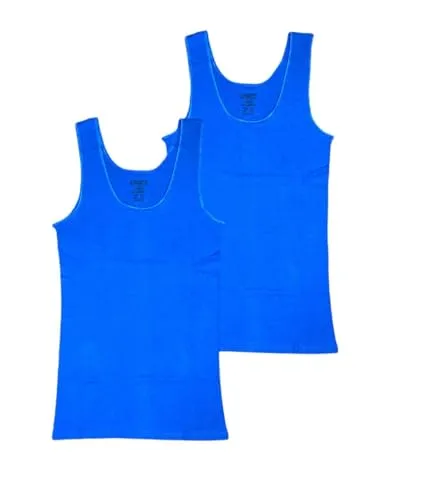 Toker Collection Damen Unterhemd, 100% Baumwolle, 2 Stück, Rundhalsausschnitt, Reguläre Passform, Klassisch (DE/NL/SE/PL, Numerisch, 40, 42, Regular, Regular, Royalblau)